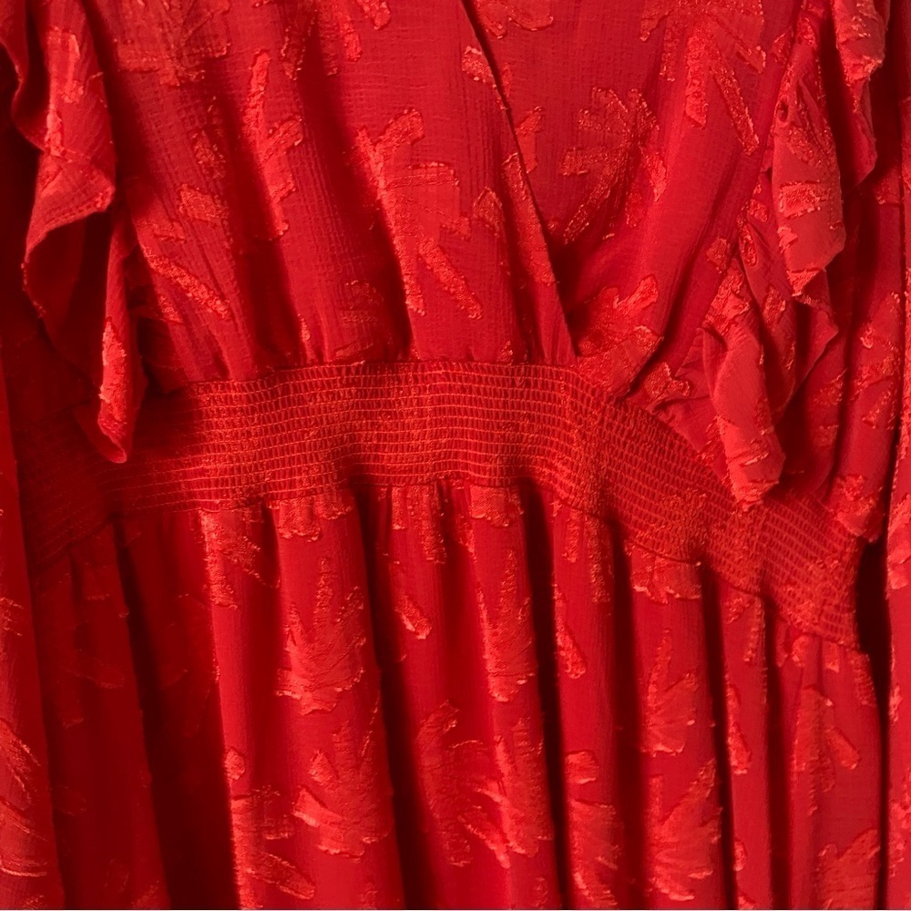 Red Long Sleeve Ruffle Dress size-Large - Picture 5 of 9